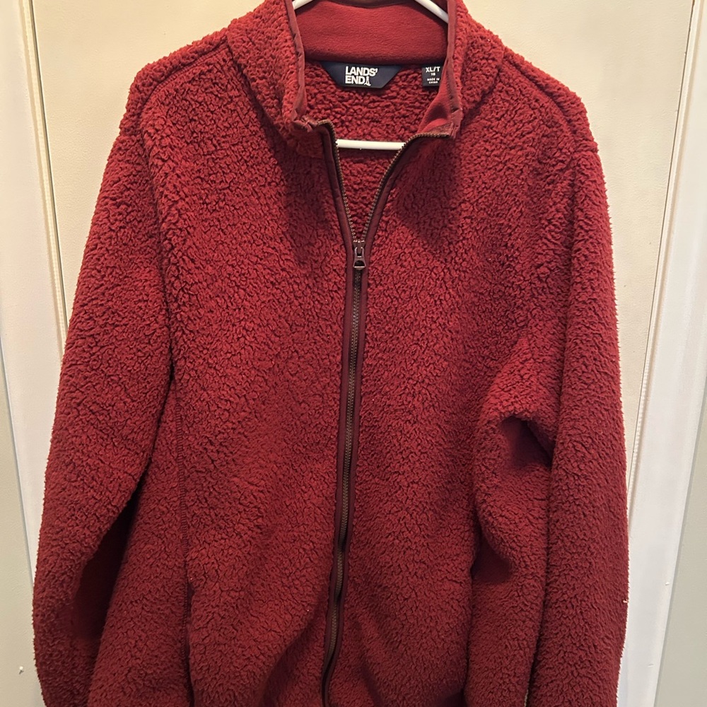 Lands' End Burgundy Fleece Jacket